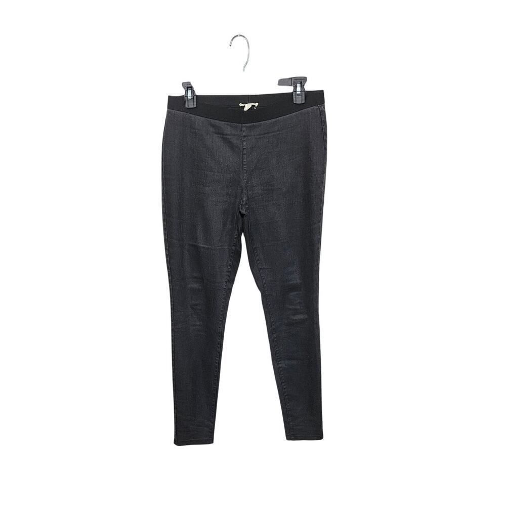 Eileen Fisher Black/Grey Denim Pull-on Stretch Leggings Size Small Elastic Waist - Picture 1 of 4